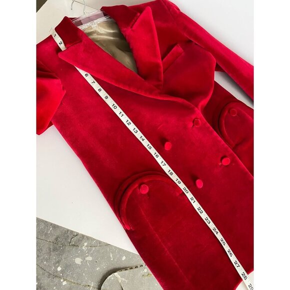 Blaze Milano Jealousy Everyday Blazer Sz 1 Campari Red Velvet Double-Breasted - Picture 8 of 14
